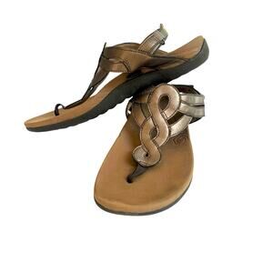 Rockport Women’s Ramona Sandals Sz 8.5M Metallic Gray T-Strap Comfort